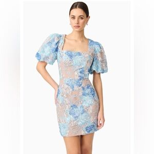 Elliatt Leonie Sequin Embroidered Puff Sleeve Mini Dress